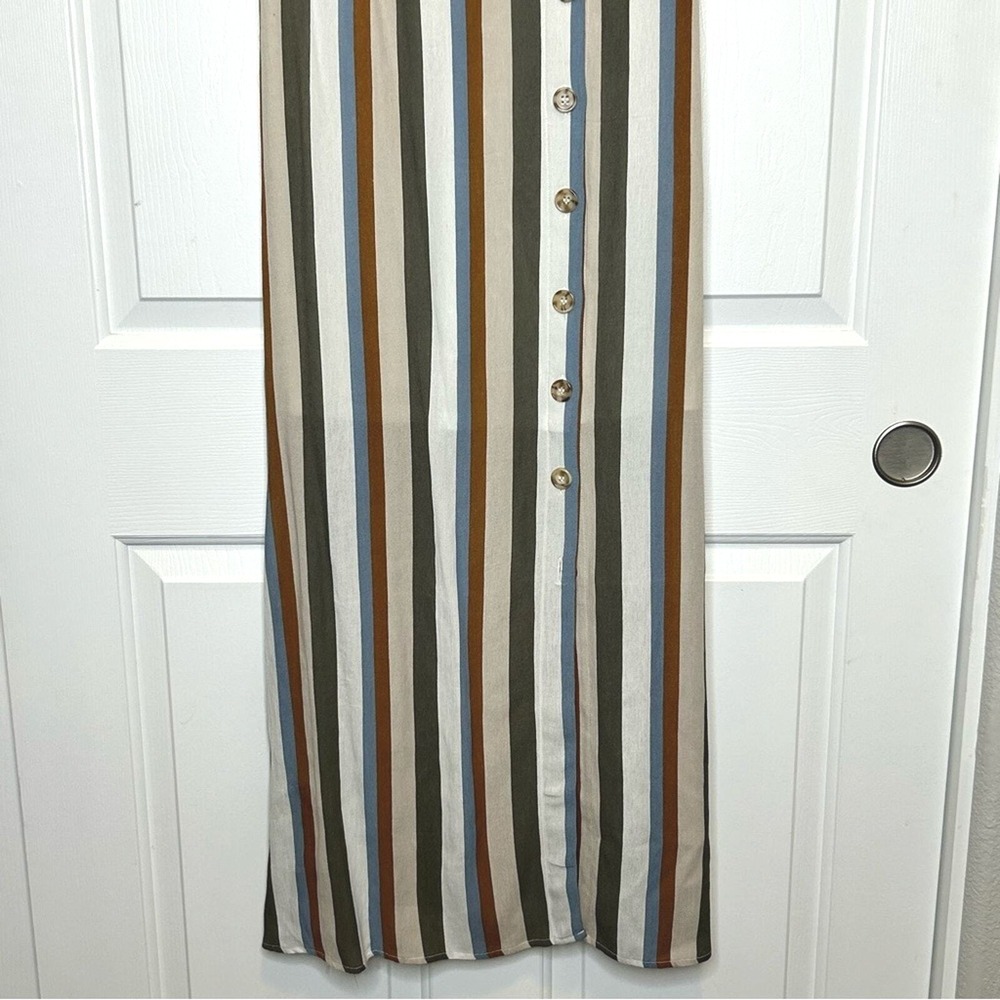 J Gee Striped Maxi Dress Button Front Colorful Medium - Picture 5 of 7